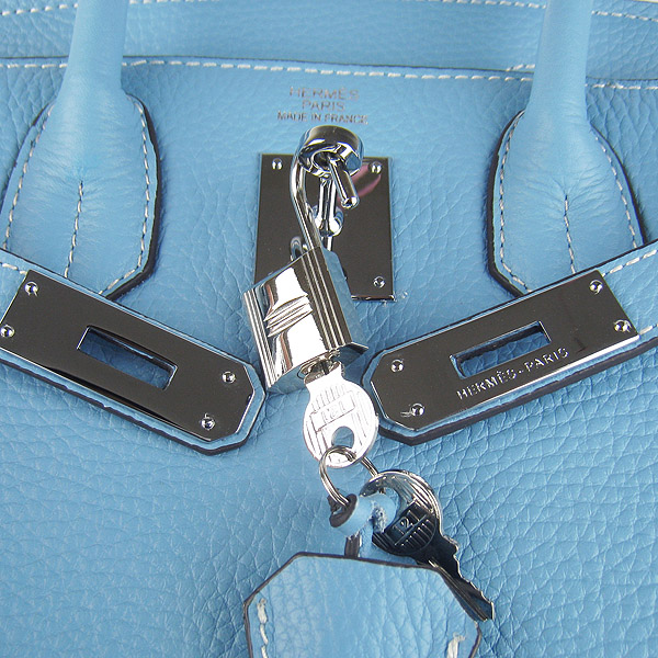 Replica Hermes Birkin 30CM Togo Leather Bag Light Blue 6088 On Sale - Click Image to Close